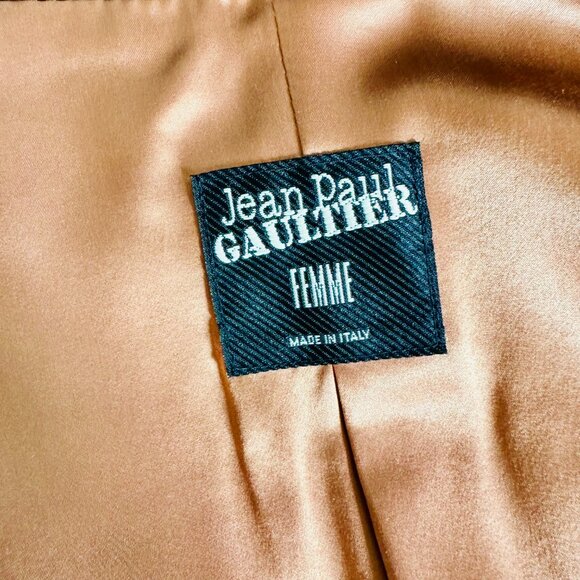LIKE NEW JEAN PAUL GAULTIER FEMME VIRGIN WOOL LEATHER CUT OUT EVENING JACKET - Picture 9 of 12